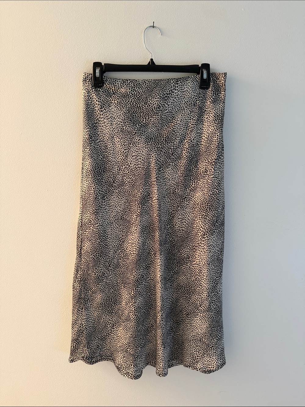 re:named Black and Cream Animal Print Midi Skirt